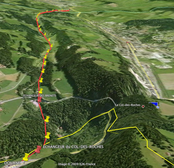 Plan du projet de contournement du Locle par la Combe Monterban, vue en perspective