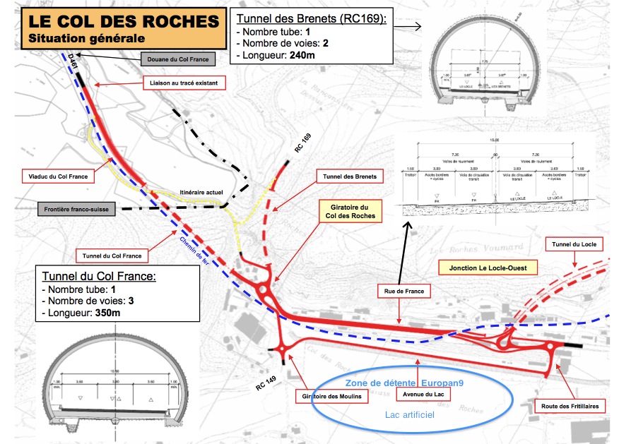 3 tunnels, projet d'évitement du Locle du Canton